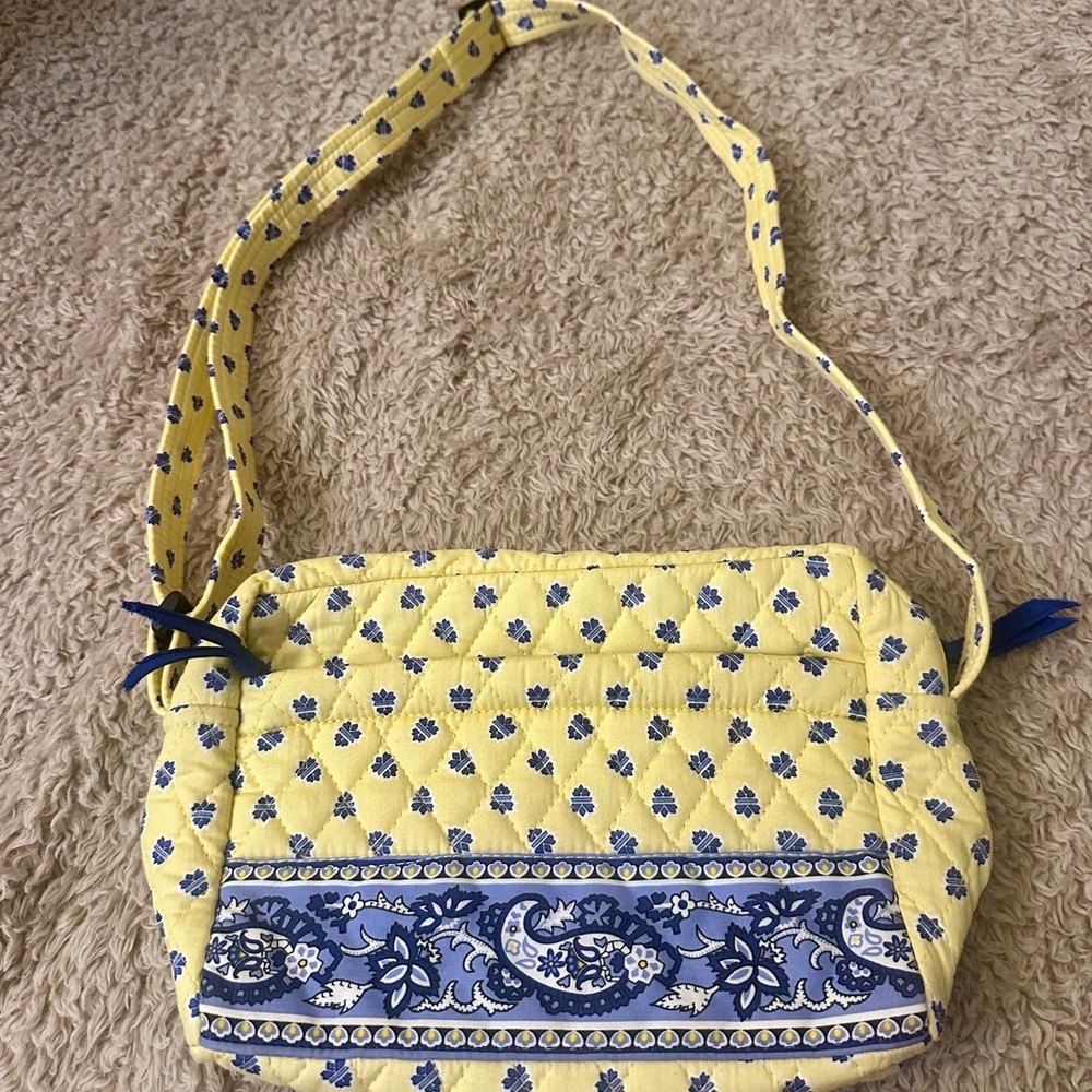 Naples Bag & Co Floral Yellow and Blue Quilted Shoulder Bag
